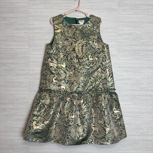 Crewcuts Green & Gold Jacquard Holiday Dress: Girls 8